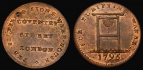 Halfpenny 18th Century Middlesex - 1795 Coventry Street, Obverse: A filtering stone FOR PURIFYING WATER, Reverse: THE FILTERING STONE WAREHOUSE, COVEN...