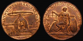 Halfpenny 18th Century Warwickshire - Lutwyche's undated (c.1797) Obverse: a figure of Justice seated, holding a pair of scales, MEDALS AND PROVINCIAL...