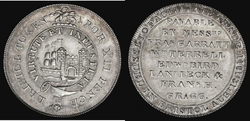 Shilling 19th Century Somerset - Bristol 1811 Davis 21 A/UNC and lustrous with p...