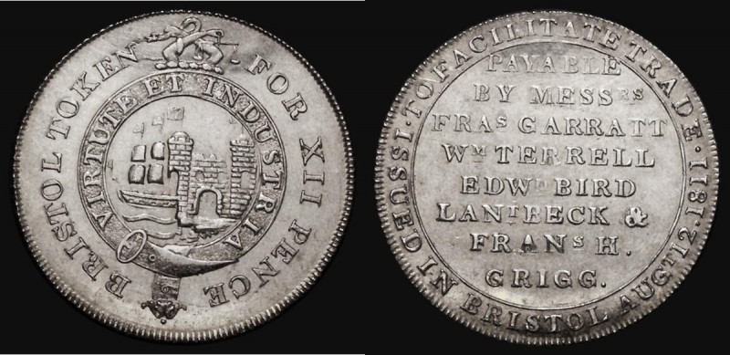 Shilling 19th Century Somerset - Bristol 1811 Davis 21 EF and lustrous with some...