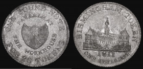 Shilling 19th Century Warwickshire - Birmingham 1811 Birmingham Workhouse Davis 10, UNC or very near so and lustrous, with attractive toning

Estima...
