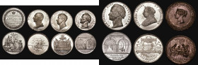 A group of medals in white metal (7) 1827 Death of George Canning, Eimer 1195, BHM 1304 NEF and lustrous, 1830 Death of George IV, Reverse: a crowned ...