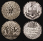 A pair of medals in white metal (2) comprising (1) London Bridge Opened 1831, 26mm diameter in white metal by B.Wyon, Eimer 1247, BHM 1545, Obverse: C...