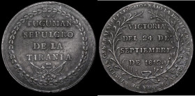 Argentina Battle of Tucuman 1812 General Manuel Belgrano 48mm diameter, weight 48.91 grammes, Rosa 93. Struck in Potosi, Bolivia, Obverse: BAIO LA PRO...