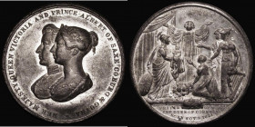 Birth of Albert Edward, Prince of Wales 1841 49mm diameter in White Metal, by J.Taylor, Obverse: Busts of Queen Victoria and Prince Albert left, conjo...