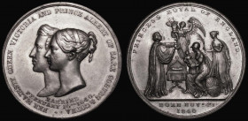 Birth of Victoria, Princess Royal 1840 46mm diameter in White Metal, unsigned, Obverse: Busts left conjoined, HER MAJESTY QUEEN VICTORIA AND PRINCE AL...