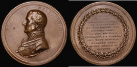 British Victories of the Peninsular War, a bronze box medal undated, (1815) 45mm diameter in bronze, unsigned, Eimer 1075a, BHM 885, Obverse: Bust of ...