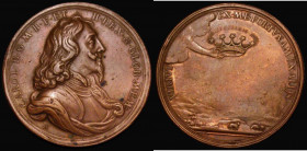 Charles I, Death and Memorial, undated (1649) 50mm diameter in bronze by J. and N. Roettier, Eimer 162a, Obverse: Bust right, armoured and draped, CAR...