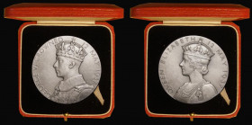 Coronation of George VI 1937 57mm diameter in silver Eimer 2046a, BHM 4314, by P. Metcalfe, The official Royal Mint issue, 92.18 grammes, UNC with mat...