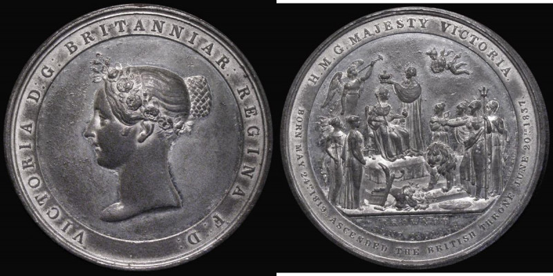 Coronation of Queen Victoria 1838 64mm diameter in White Metal by Davis, BHM 180...