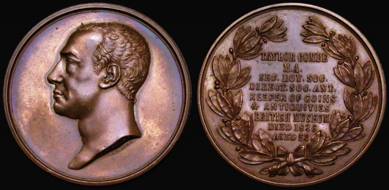 Death of Taylor Combe 1826, 45mm diameter in bronze by W.J.Taylor, after B.Pistr...