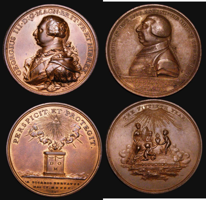 George III (2) George III preserved from assassination 1800 48mm diameter in bro...