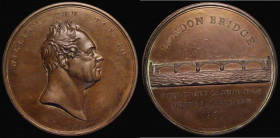 Opening of London Bridge 1831 51mm diameter in copper by B.Wyon Eimer 1245, Obverse: Bust right WILLIAM THE FOURTH, Reverse: Five-arched bridge spanni...