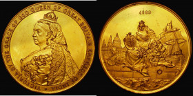 Queen Victoria 70th Birthday 1889 65mm diameter in gilt bronze by Messrs. L.C.Lauer, Obverse: Bust three-quarters left, crowned, veiled and draped, VI...