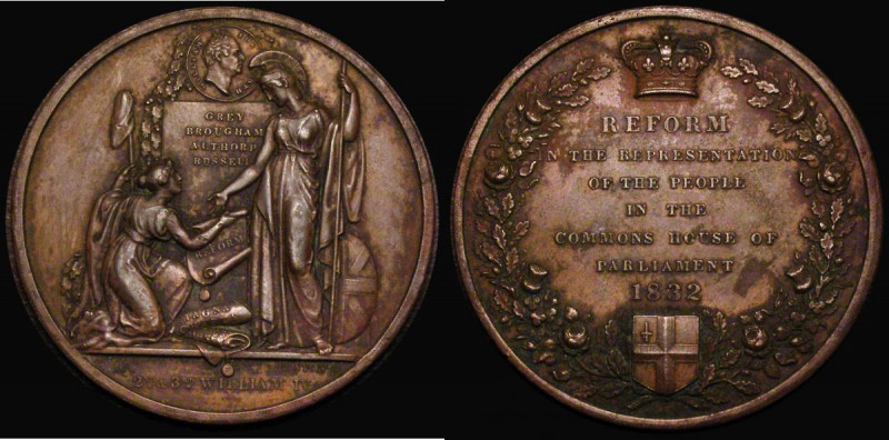 Reform Bill 1832 51mm diameter in bronze by B.Wyon, Eimer 1254, BHM 1603, Welch ...