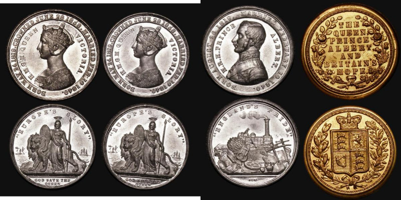 The Queen, Prince Albert & Britain's Hope a set of three white medal medalets ce...