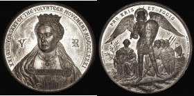 Volunteer Movement 21st Anniversary 1881 63mm diameter in White Metal by N.McPhail, Reverse after J.N.Paton, Obverse: Bust of the Queen almost facing,...