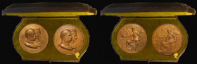 Christian IX and Louise, Visit of the City of London 1893, a 2-medal set, both 75mm diameter in bronze, by F.Bowcher, Eimer 1783, BHM 3454, Welch 26, ...