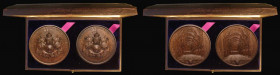 Colonial and Indian Reception, Guildhall, London 1886 a 2-medal set both 77mm diameter in bronze by Elkington & Co. Eimer 1726, BHM 3214, Welch 21, Ob...