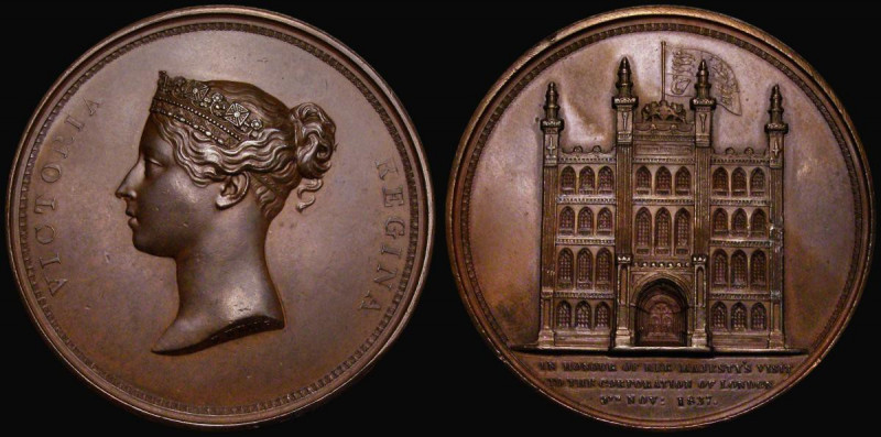 Victoria, Visit to the City of London 1837, 55mm diameter in bronze by W.Wyon, E...