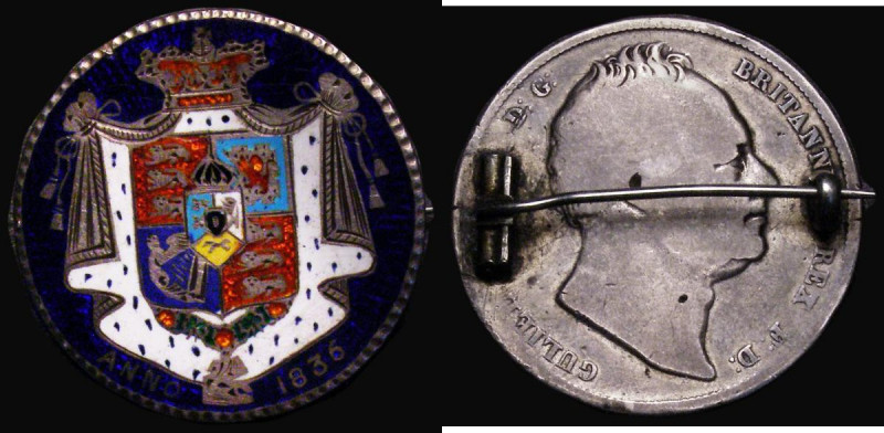 Enamelled Halfcrown 1836 Reverse enamelled in 7 colours, fair workmanship, on a ...