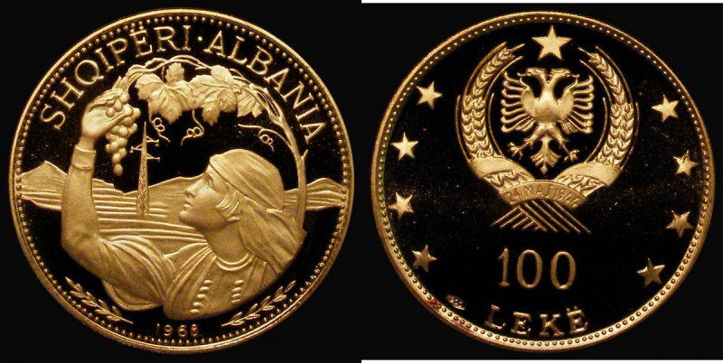 Albania 100 Leke 1968 Gold KM#54.1 the reverse with oval fineness countermark Pr...