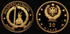 Albania 20 Leke 1968 Gold, 500th Anniversary of the Death of Prince Skanderbeg, reverse with oval fineness countermark KM#51.1 Proof FDC

Estimate: ...