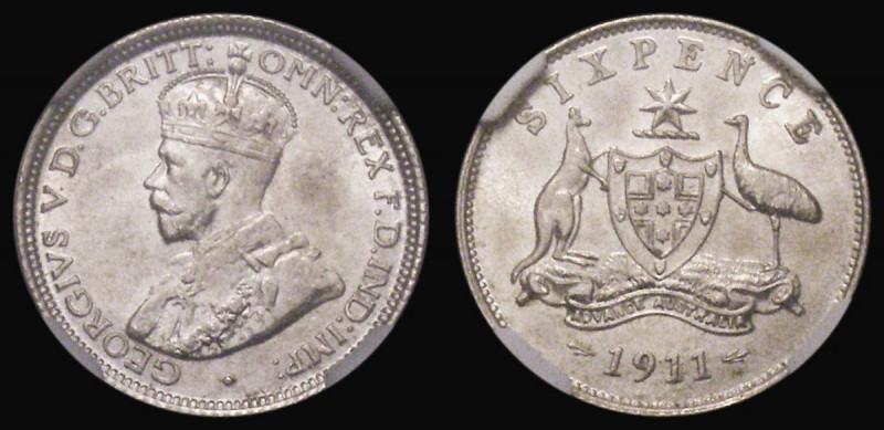 Australia Sixpence 1911 KM#25 UNC and lustrous and graded MS64 by NGC

Estimat...