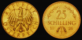Austria 25 Schillings Gold 1926 KM#2841 Prooflike UNC with some light hairlines

Estimate: GBP 250 - 300