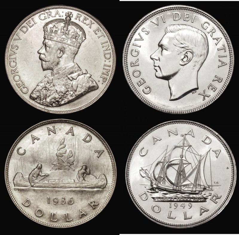 Canada Dollars (2) 1936 KM#31 NEF and lustrous with a hint of toning, 1949 KM#47...