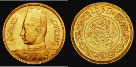 Egypt 50 Piastres Gold AH1357 (1938) KM#371 Lustrous UNC with some light contact marks

Estimate: GBP 250 - 300