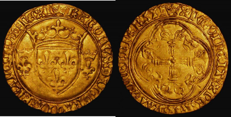 France Ecu d'or neuf a la couronne Charles VII (1422-1461) Good Fine/About VF
...