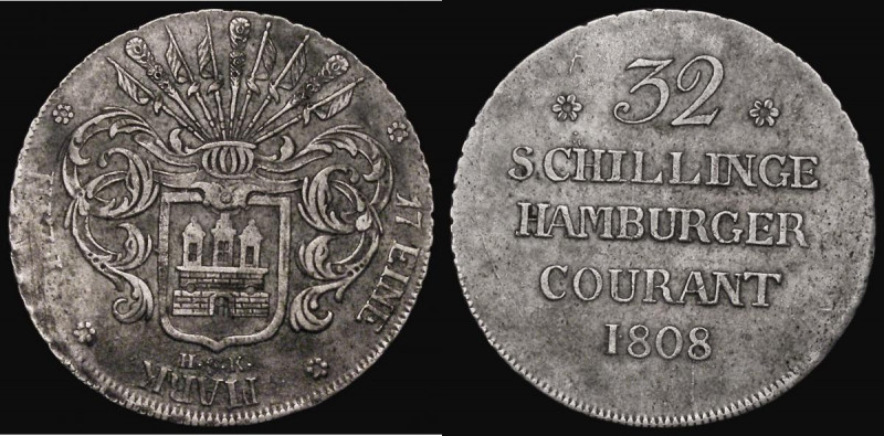 German States - Hamburg 32 Schillings (2 Mark) 1808 HSK KM#530 Fine

Estimate:...