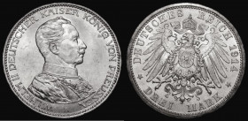 German States - Prussia Three Marks 1914A KM#538 Lustrous UNC with a few minor contact marks

Estimate: GBP 100 - 120