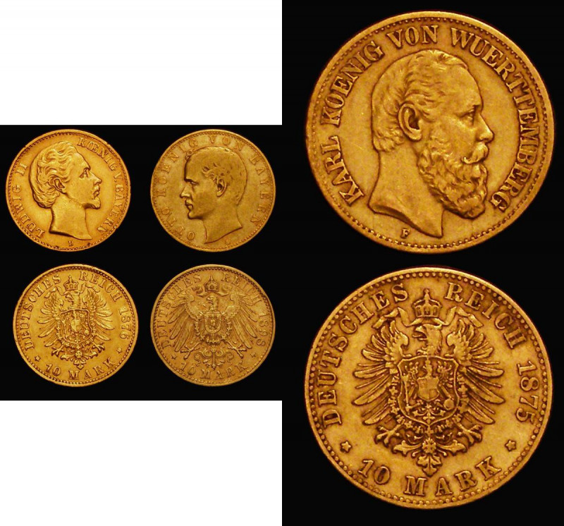 German States (3) Bavaria Ten Marks Gold (2) 1876D KM#898 Good Fine/NVF, 1898D K...