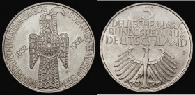 Germany - Federal Republic Five Marks 1952D Centenary of the Nurnberg Museum KM#113 EF and lustrous with some very small rim nicks

Estimate: GBP 15...