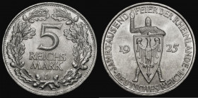 Germany - Weimar Republic Five Reichsmarks 1925D 1000th Year of the Rhineland KM#47 UNC and lustrous

Estimate: GBP 150 - 200