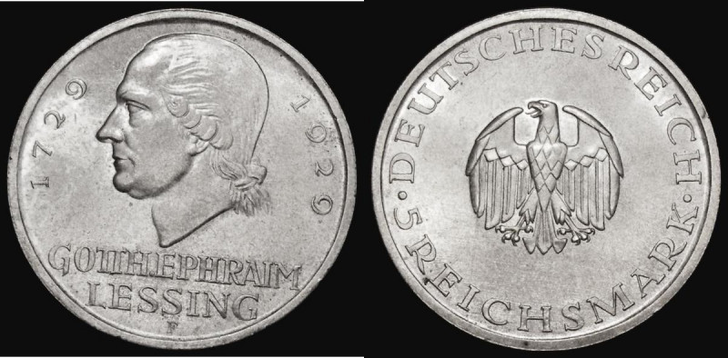 Germany - Weimar Republic Five Reichsmarks 1929F 200th Anniversary of the Birth ...