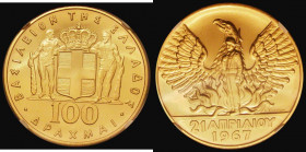Greece 100 Drachma Gold undated (1970) 1967 Revolution commemorative KM#95 in an NGC holder and graded MS68, at the time of writing, NGC had only grad...