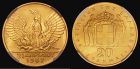 Greece 20 Drachma Gold undated (1970) 1967 Revolution commemorative KM#92 in an NGC holder and graded MS67

Estimate: GBP 500 - 600