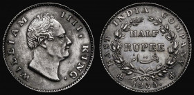 India Half Rupee 1835 F incuse on truncation KM#449.3 NEF with multicoloured tone, the obverse with some contact marks

Estimate: GBP 160 - 200