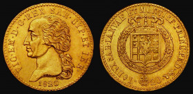 Italian States - Sardinia 20 Lire Gold 1820 AL/L KM#114 GVF/NEF and lustrous 

Estimate: GBP 700 - 800