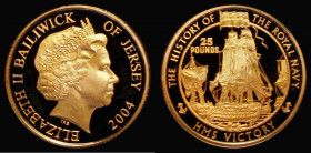Jersey &pound;25 Gold 2004 History of the Royal Navy - HMS Victory KM#156 Gold Proof nFDC lightly toned, retaining practically full mint brilliance, u...