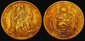 Peru 20 Soles Gold 1863 KM#194 Good Fine

Estimate: GBP 1500 - 2000