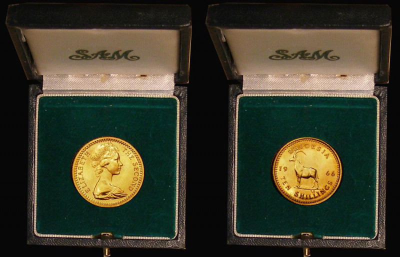 Rhodesia Ten Shillings 1966 Gold Proof KM#5 nFDC with the odd small contact mark...