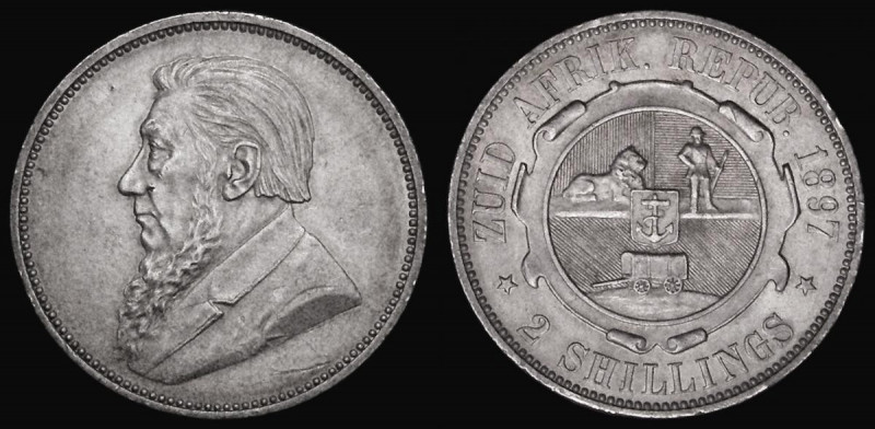 South Africa Two Shillings 1897 KM#6 EF with a light tone, the obverse with a sm...