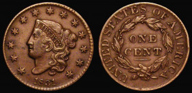 USA One Cent 1831 Large Letters, Obverse with curled tail to R, as Breen 1848 with ERT of LIBERTY double struck, Good Fine

Estimate: GBP 60 - 80