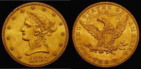 USA Ten Dollars Gold 1882 Breen 7007 UNC or very near so and lustrous with some contact marks, a very pleasing example with considerable eye appeal
...