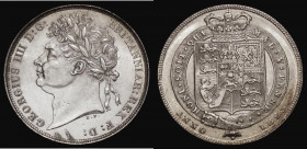Shilling 1823 ESC 1249, Bull 2398 AU/UNC and lustrous with a series of heavier hairlines to the lower part of the obverse, the reverse lustrous with m...