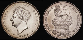 Shilling 1825 Lion on Crown reverse, ESC 1254, Bull 2405 Bright NEF, the reverse with a die cud giving the impression of the thistle being attached to...